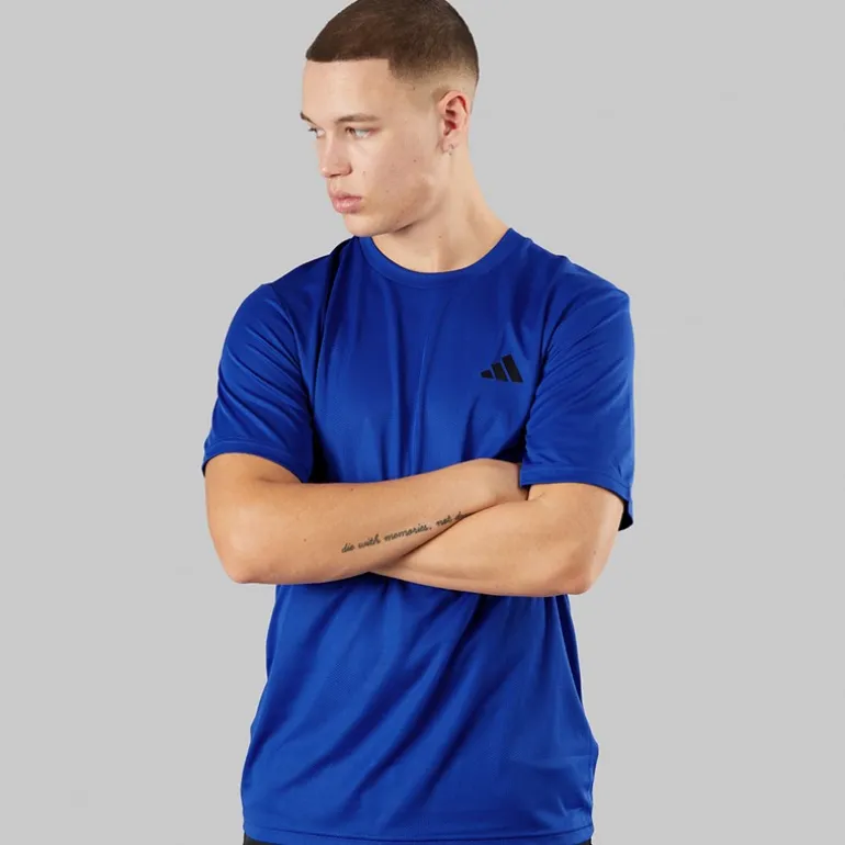 adidas Herren Train Essentials Basic T Shirt Semi Lucid Blue/Schwarz