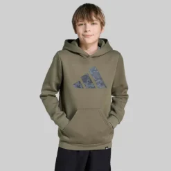 adidas Junge Kapuzenpullover mit Tarnmuster-Grafik Olive Strata