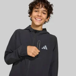 adidas Junge Tech Gewebte Kapuzenjacke Schwarz/Grey Four