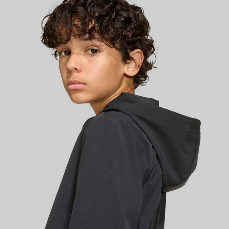 adidas Junge Tech Gewebte Kapuzenjacke Schwarz/Grey Four