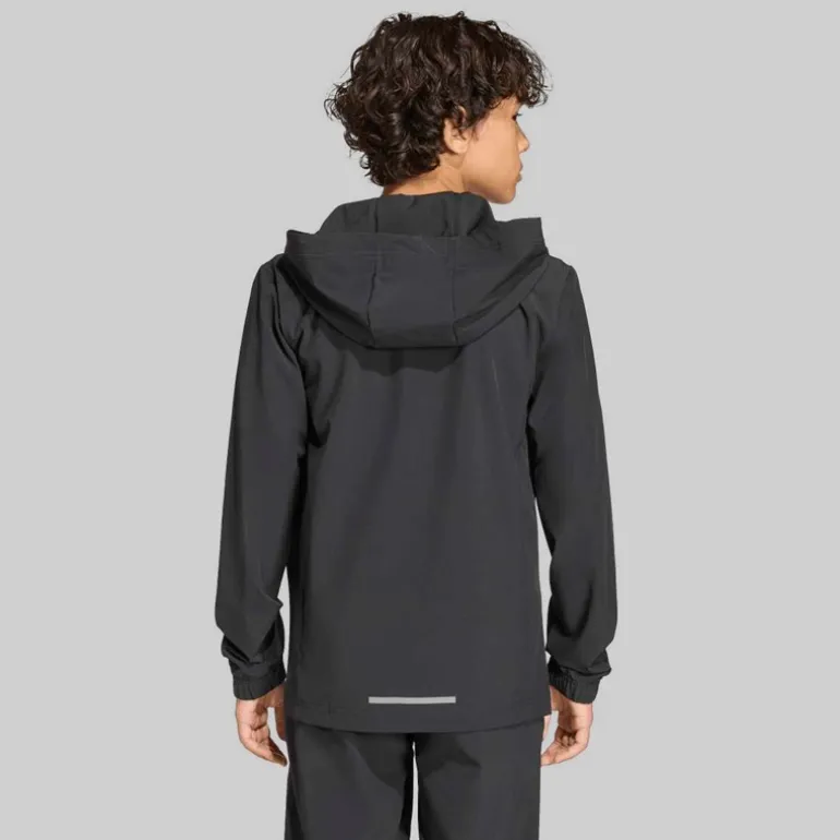 adidas Junge Tech Gewebte Kapuzenjacke Schwarz/Grey Four