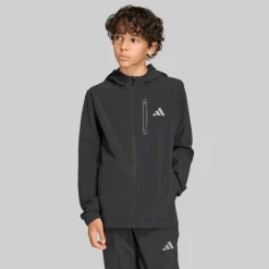 adidas Junge Tech Gewebte Kapuzenjacke Schwarz/Grey Four