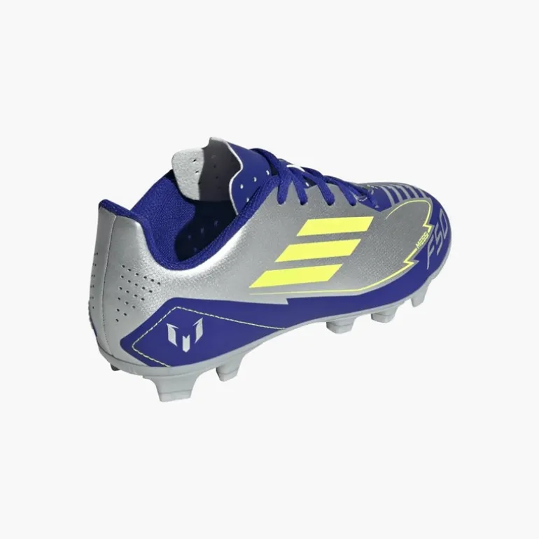 adidas Junior F50 Club Messi La Vida Rapida Pack FG/MG feste/mehrere Boden Fußballschuhe Silver Metallic/Solar Yellow/Lucid Blue