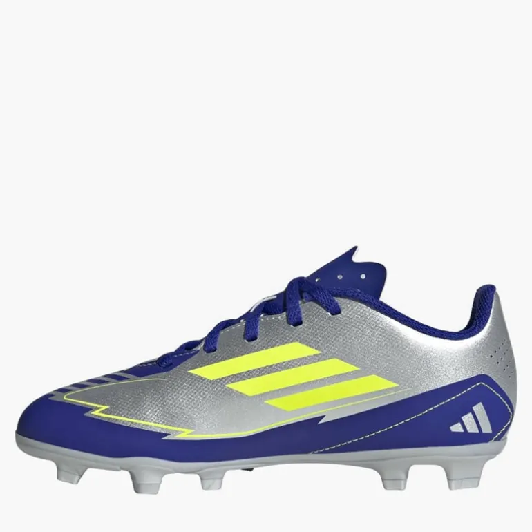 adidas Junior F50 Club Messi La Vida Rapida Pack FG/MG feste/mehrere Boden Fußballschuhe Silver Metallic/Solar Yellow/Lucid Blue