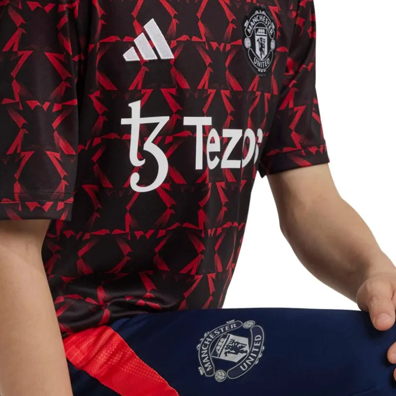 adidas Junior Junge MUFC Manchester United 24/25 Pre Match Trikot Schwarz/Mufc Red