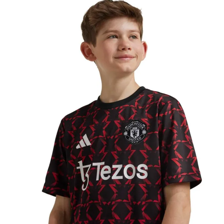 adidas Junior Junge MUFC Manchester United 24/25 Pre Match Trikot Schwarz/Mufc Red