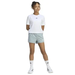 adidas Junior Mädchen Train Essentials 3 Streifen Shorts Wonder Sage/Weiß