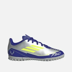 adidas Kinder F50 Messi Club La Vida Rapida Pack TF Kunstrasen Fußballschuhe Silver Metallic/Solar Yellow/Lucid Blue