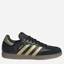 adidas Kinder Samba Messi IN Hallenfußballschuhe Core Black/Gold Metallic/Gum
