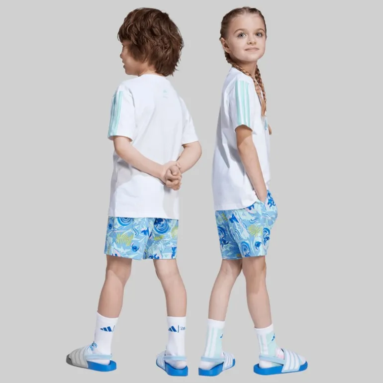 adidas Kinder X Disney Lilo Und Stitch T Shirt Und Shorts Set Weiß/Semi Flash Aqua