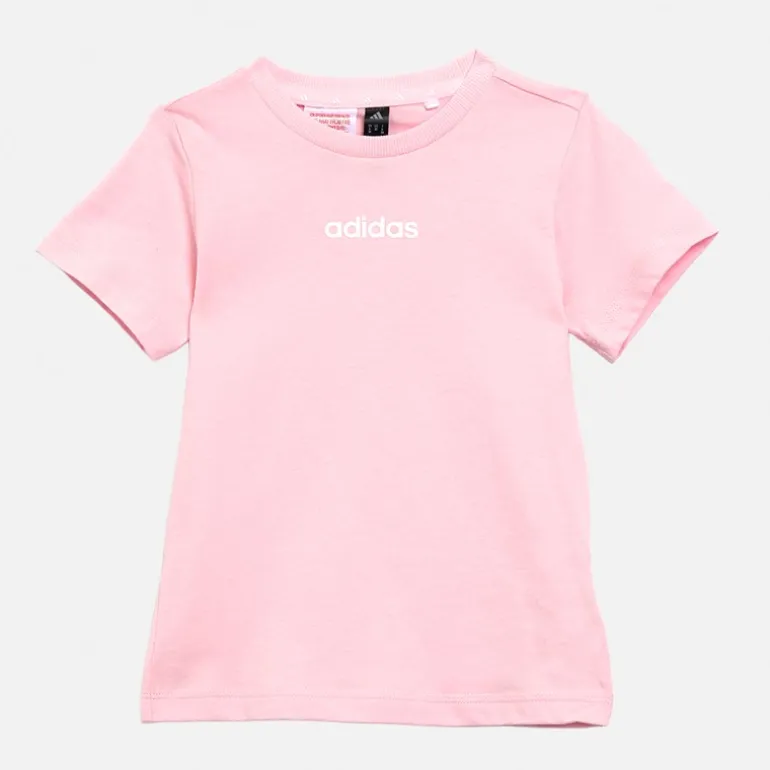 adidas Kleinkind Mädchen Essentials Lineares Logo T Shirt und Shorts Set Clear Pink/Weiss