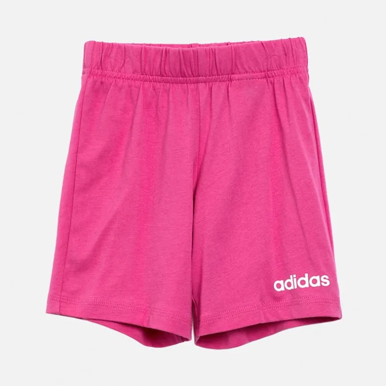 adidas Kleinkind Mädchen Essentials Lineares Logo T Shirt und Shorts Set Clear Pink/Weiss