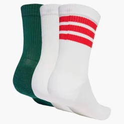 adidas Logo Gestreift Drei Pack Crew Socken Weiß/Weiss/Powder Plum