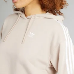 adidas Originals Damen Adicolor 3 Streifen Kurzer Hoodie Wonder Taupe