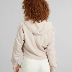 adidas Originals Damen Adicolor 3 Streifen Kurzer Hoodie Wonder Taupe