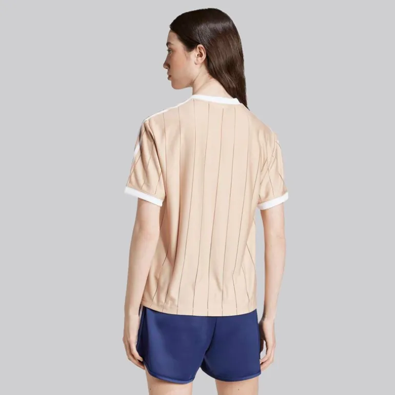 adidas Originals Damen Adicolor 3 Streifen Nadelstreifen T Shirt Magic Beige