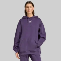 adidas Originals Damen Essentials Oversized Fleece Kapuzenpullover Aurora Plum
