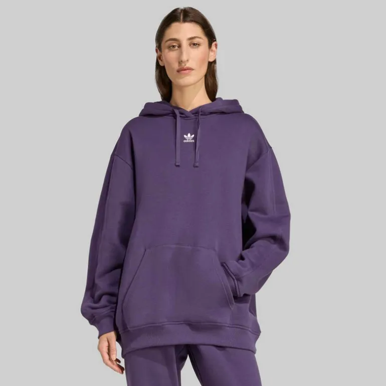 adidas Originals Damen Essentials Oversized Fleece Kapuzenpullover Aurora Plum
