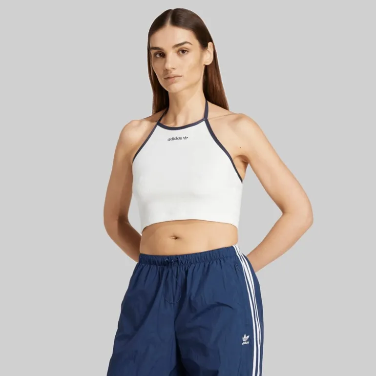 adidas Originals Damen Handtuch Neckholder Oberteil Cloud White