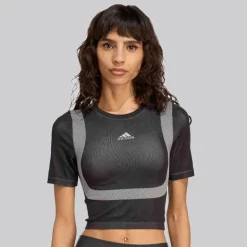 adidas Originals Damen Nahtlos Techfit Baby T Shirt Schwarz/Weiß