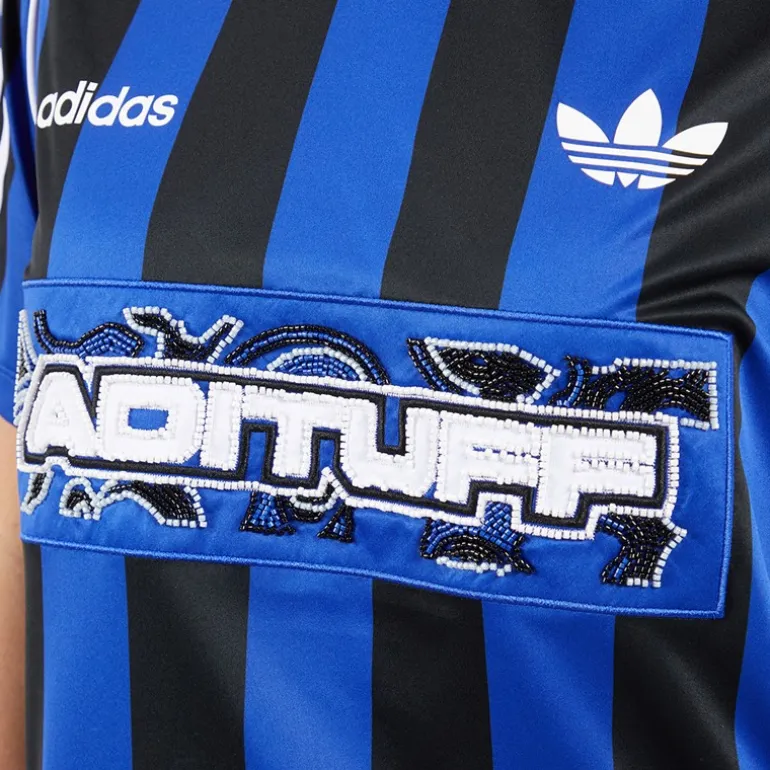adidas Originals Damen Perlen Gestreift Jersey Semi Lucid Blue/Schwarz