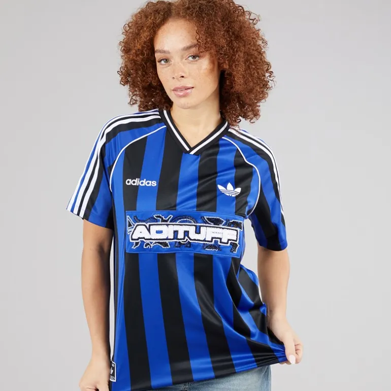 adidas Originals Damen Perlen Gestreift Jersey Semi Lucid Blue/Schwarz