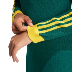 adidas Originals Damen Strick Poloshirt Kleid Collegiate Green/Cream Yellow