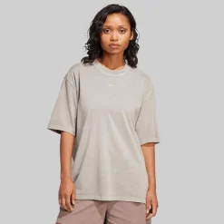 adidas Originals Damen Washed Oversized T Shirt Silver Pebble