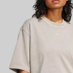 adidas Originals Damen Washed Oversized T Shirt Silver Pebble