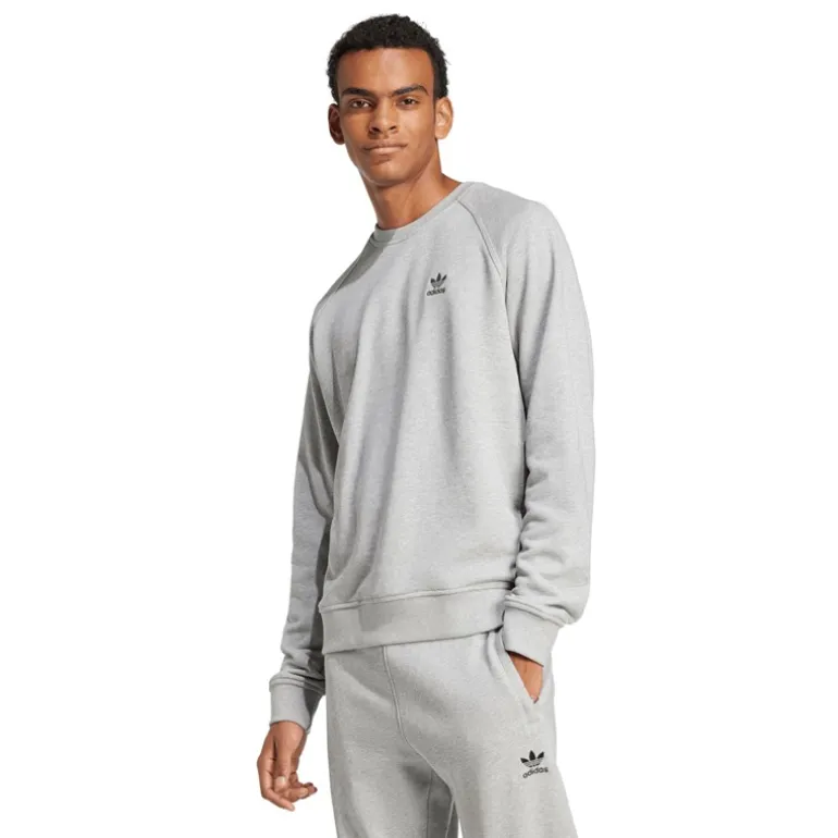 adidas Originals Herren Trefoil Essentials Französisch Frottee Sweatshirt Medium Grey Heather