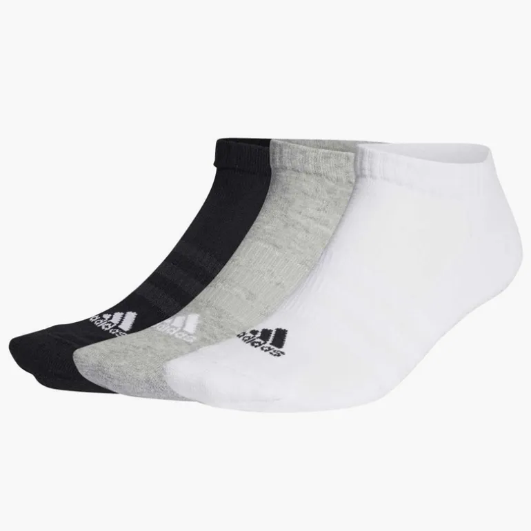 adidas Sportbekleidung Gepolsterte Drei Pack Low Cut Knöchelsocken Grey Heather/Weiß/Schwarz