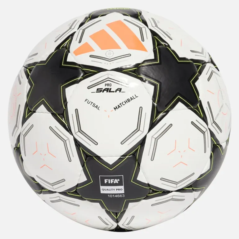 adidas UEFA Champions League 24/25 Pro Sala Spiel Futsal (FIFA Qualität Pro zertifiziert) Weiß/Schwarz/Platinum Metallic/Team Solar Yellow