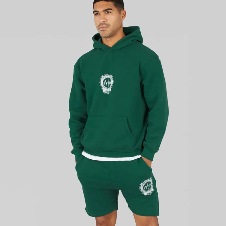 Avant Garde Herren Fausser Hoodie Und Shorts Set Emerald