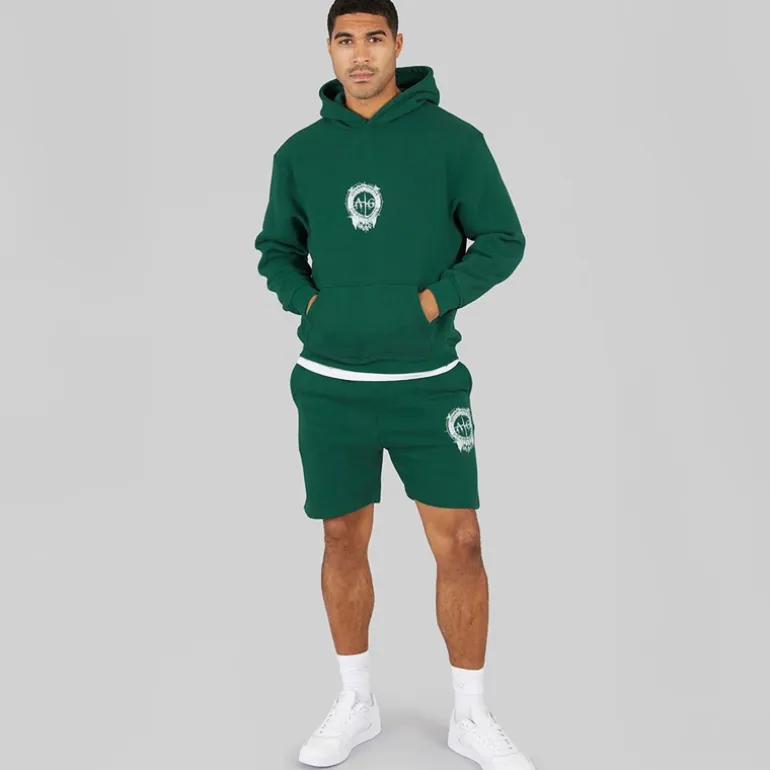 Avant Garde Herren Fausser Hoodie Und Shorts Set Emerald