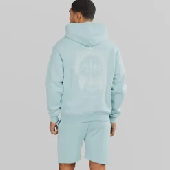 Avant Garde Herren Fausser Hoodie Und Shorts Set Skyblue