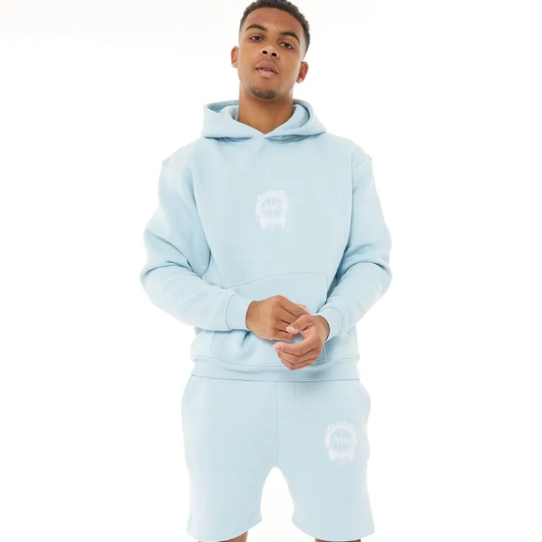 Avant Garde Herren Fausser Hoodie Und Shorts Set Skyblue