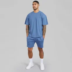 Avant Garde Herren Kreativ T Shirt Und Shorts Set Indigo Blue