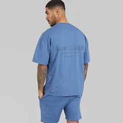 Avant Garde Herren Kreativ T Shirt Und Shorts Set Indigo Blue