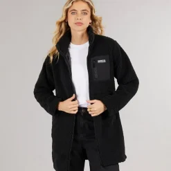 Bench Damen Akita Langes Reißverschluss Fleece Schwarz