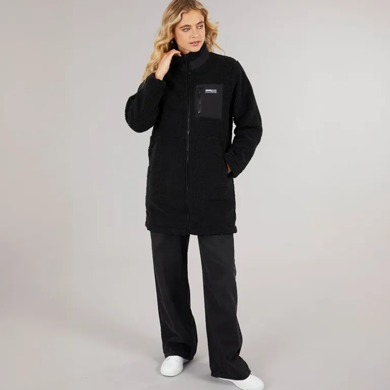 Bench Damen Akita Langes Reißverschluss Fleece Schwarz
