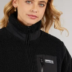 Bench Damen Akita Langes Reißverschluss Fleece Schwarz