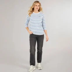 Bench Damen Auborn Langarm T-Shirt Weiß/Hell Staubig Rosa/Grün/Blau/Marine Streifen