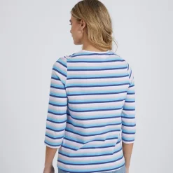 Bench Damen Auborn Langarm T-Shirt Weiß/Hell Staubig Rosa/Grün/Blau/Marine Streifen