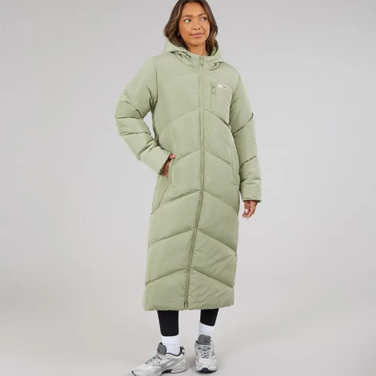Bench Damen Eloraina Langer Kapuzen-Steppmantel Hell Khaki