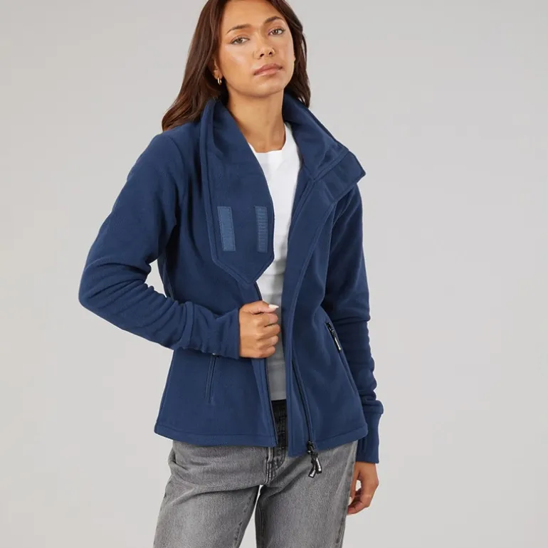 Bench Damen Funnel Microfleece Trainingsjacke Marineblau