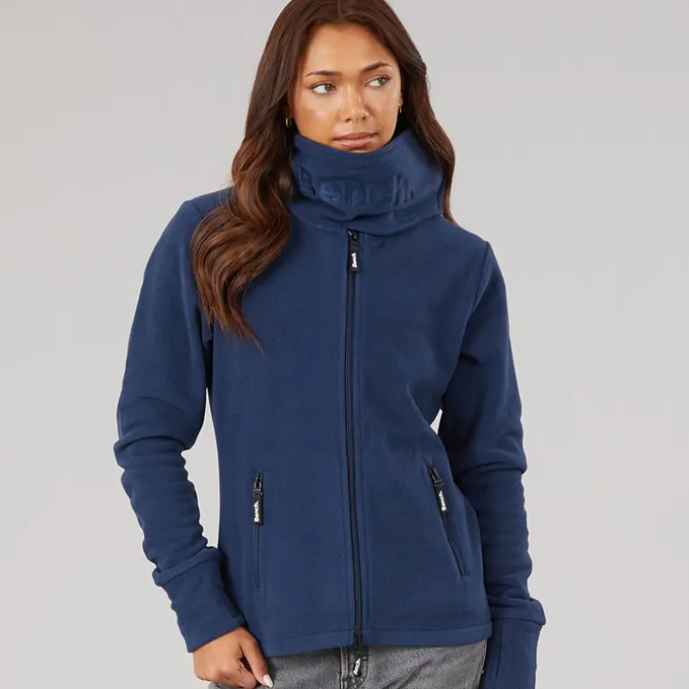 Bench Damen Funnel Microfleece Trainingsjacke Marineblau
