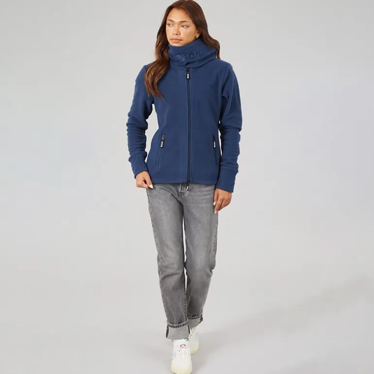 Bench Damen Funnel Microfleece Trainingsjacke Marineblau