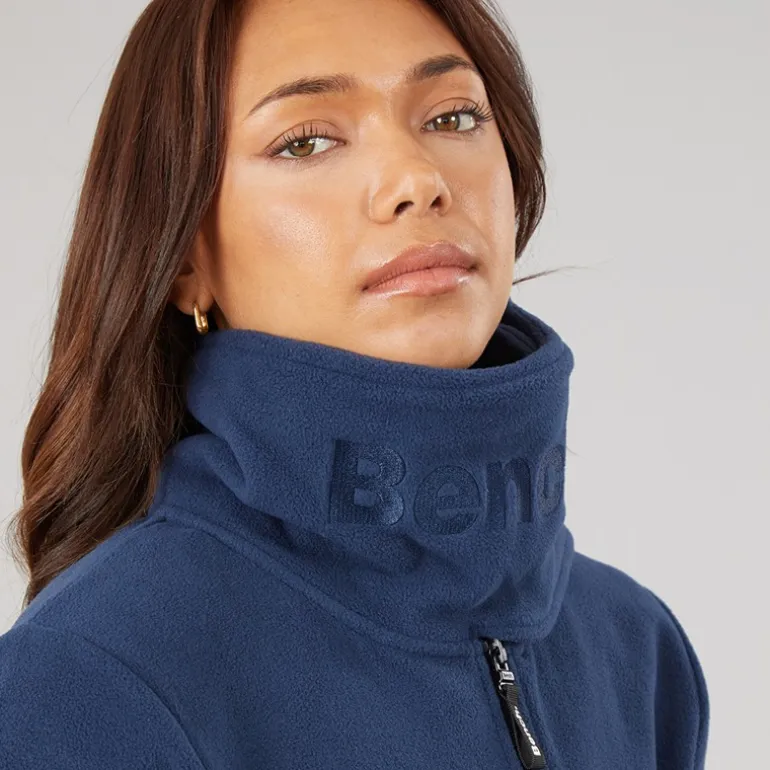 Bench Damen Funnel Microfleece Trainingsjacke Marineblau