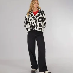 Bench Damen Gorla Borg Fleece Winter Weiss / Schwarz Leopard
