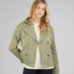 Bench Damen Hüftlange Trenchcoat Khaki